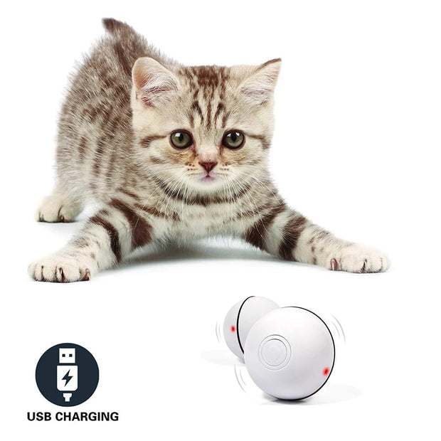 Smart Interactive Cat Toy USB Rechargeable Led Light 360 Degree Self Rotating Ball Pets Playing Toys Motion Activated