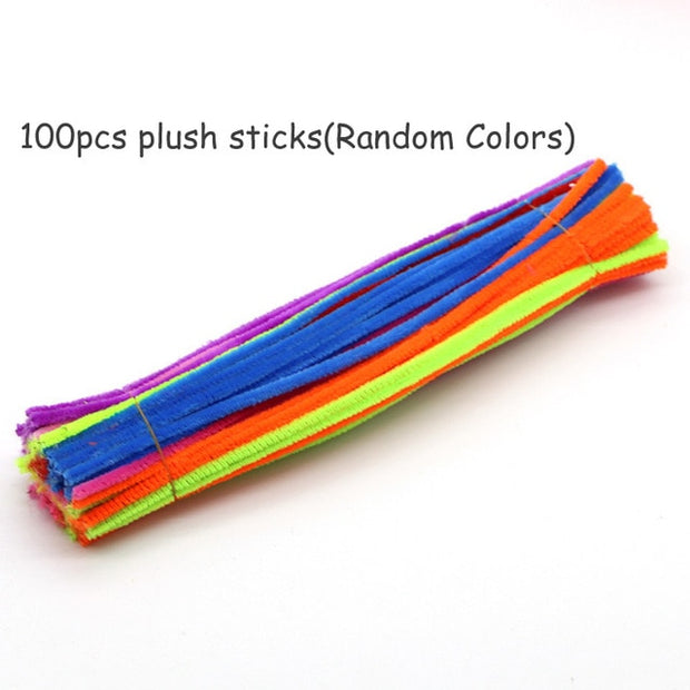 Cute Colorful Plush Stick Pom Poms Rainbow Colors Shilly-Shally Stick Educational