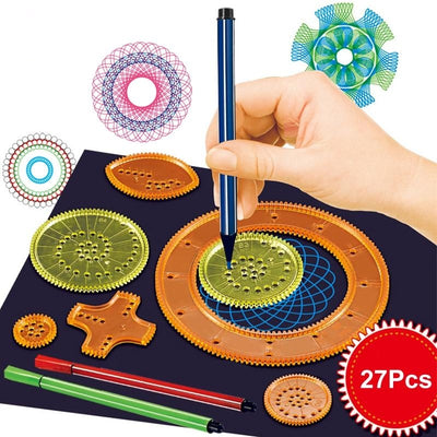 Spirograph Drawing Toy Set Interlocking Gears Wheels Painting