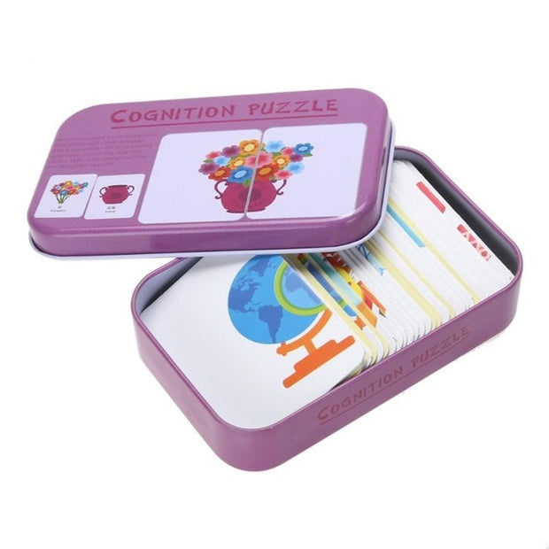 Cognition Puzzles Toys Iron Box Cards Matching Game