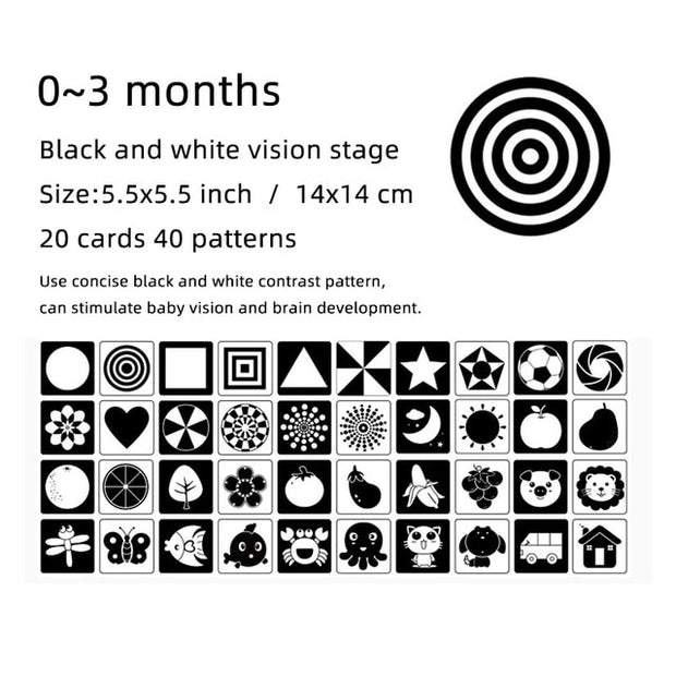 Colored and Black & White Flash Cards High Contrast Visual Stimulation Learning Activity