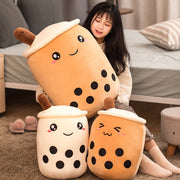 Funny Cartoon Bubble Tea Cup Shaped Pillow Real-life Stuffed Soft Back Cushion Funny Food Gifts For Kids Birthday