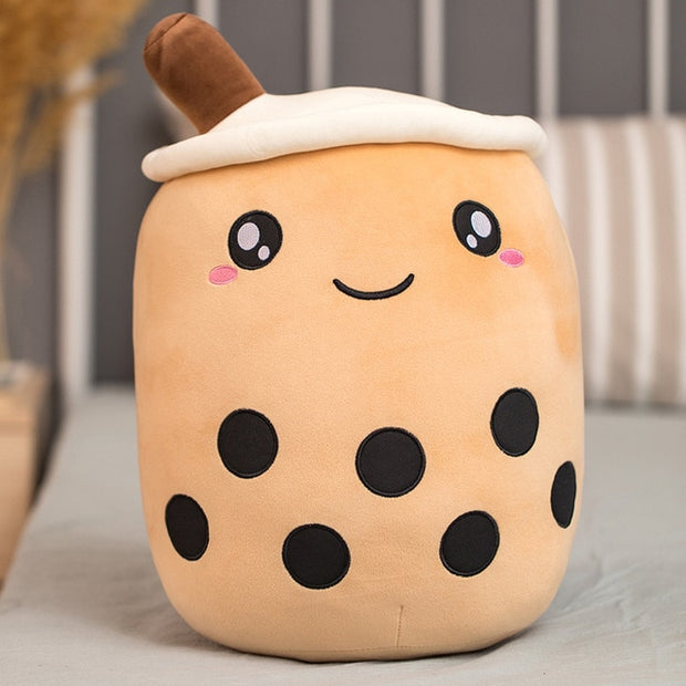 Funny Cartoon Bubble Tea Cup Shaped Pillow Real-life Stuffed Soft Back Cushion Funny Food Gifts For Kids Birthday