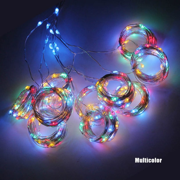 LED Fairy Lights Garland Curtain Lamp Remote Control USB String Lights New Year Christmas Decorations for Home Bedroom Window
