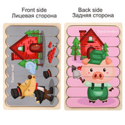 Funny Wooden Double-Sided Strip Puzzle Toy