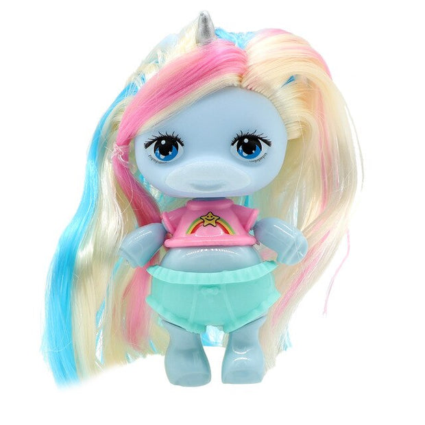 Cute Baby Doll Silicone Slime Unicorn Sister Dolls Toy For Girl