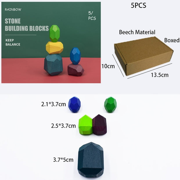 Wooden Colored Stone Jenga Building Block Educational Toy