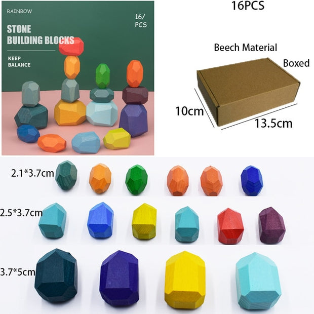 Wooden Colored Stone Jenga Building Block Educational Toy