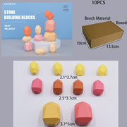 Wooden Colored Stone Jenga Building Block Educational Toy