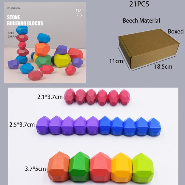 Wooden Colored Stone Jenga Building Block Educational Toy