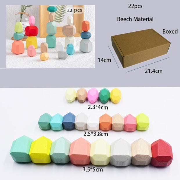Wooden Colored Stone Jenga Building Block Educational Toy
